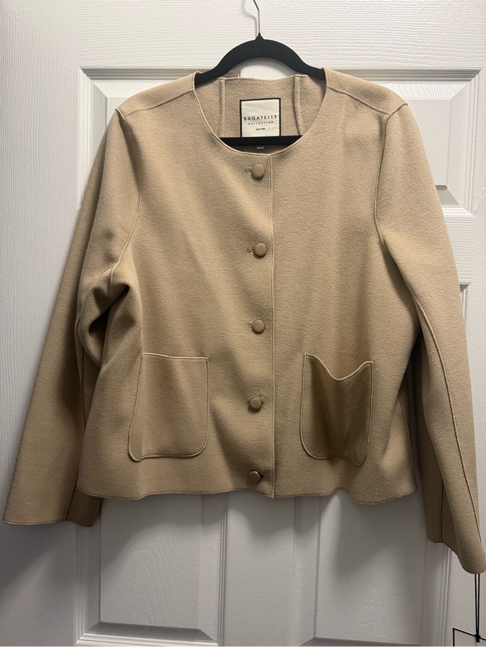 bagatelle Beige Round-Neck Button Front Jacket